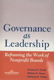 Book cover of Governance as Leadership: Reframing the Work of Nonprofit Boards