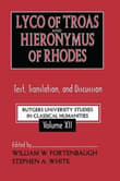 Book cover of Lyco of Troas and Hieronymus of Rhodes