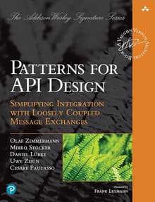 Book cover of Patterns for API Design: Simplifying Integration with Loosely Coupled Message Exchanges