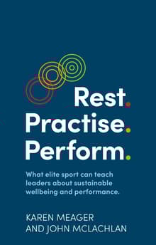 Book cover of Rest. Practise. Perform.: What elite sport can teach leaders about sustainable wellbeing and performance