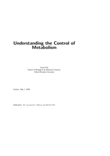 Book cover of Understanding the Control of Metabolism