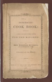 Book cover of A Domestic Cook Book: Containing a Careful Selection of Useful Receipts for the Kitchen